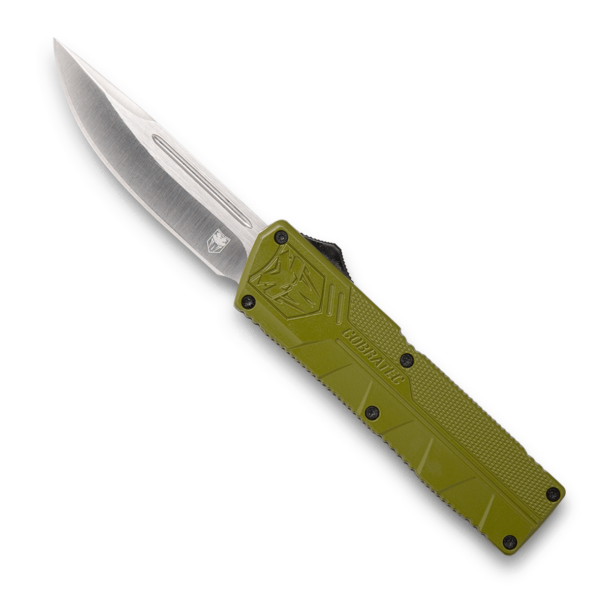 CobraTec Knives ODCTLWDNS Lightweight3.25" OTF Drop Point Plain D2 Steel Blade/OD Green Aluminum Handle Includes Pocket Clip