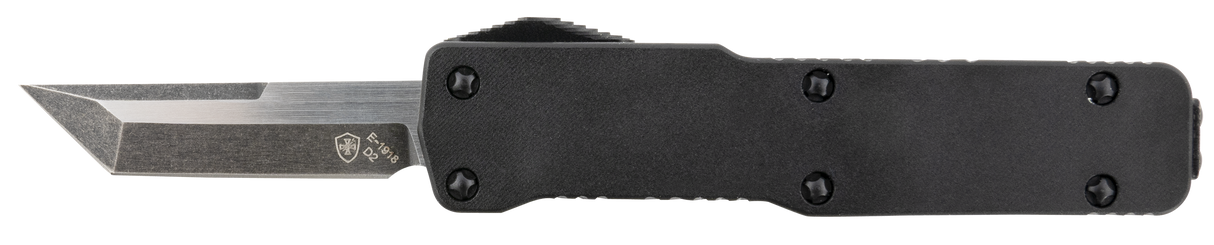 Templar Knife CABR221 Premium Lightweight Micro 1.85" OTF Tanto Plain Black Oxide Stonewashed Powdered D2 Steel Blade/3.50" Black Rubber/Aluminum Handle Features California Legal