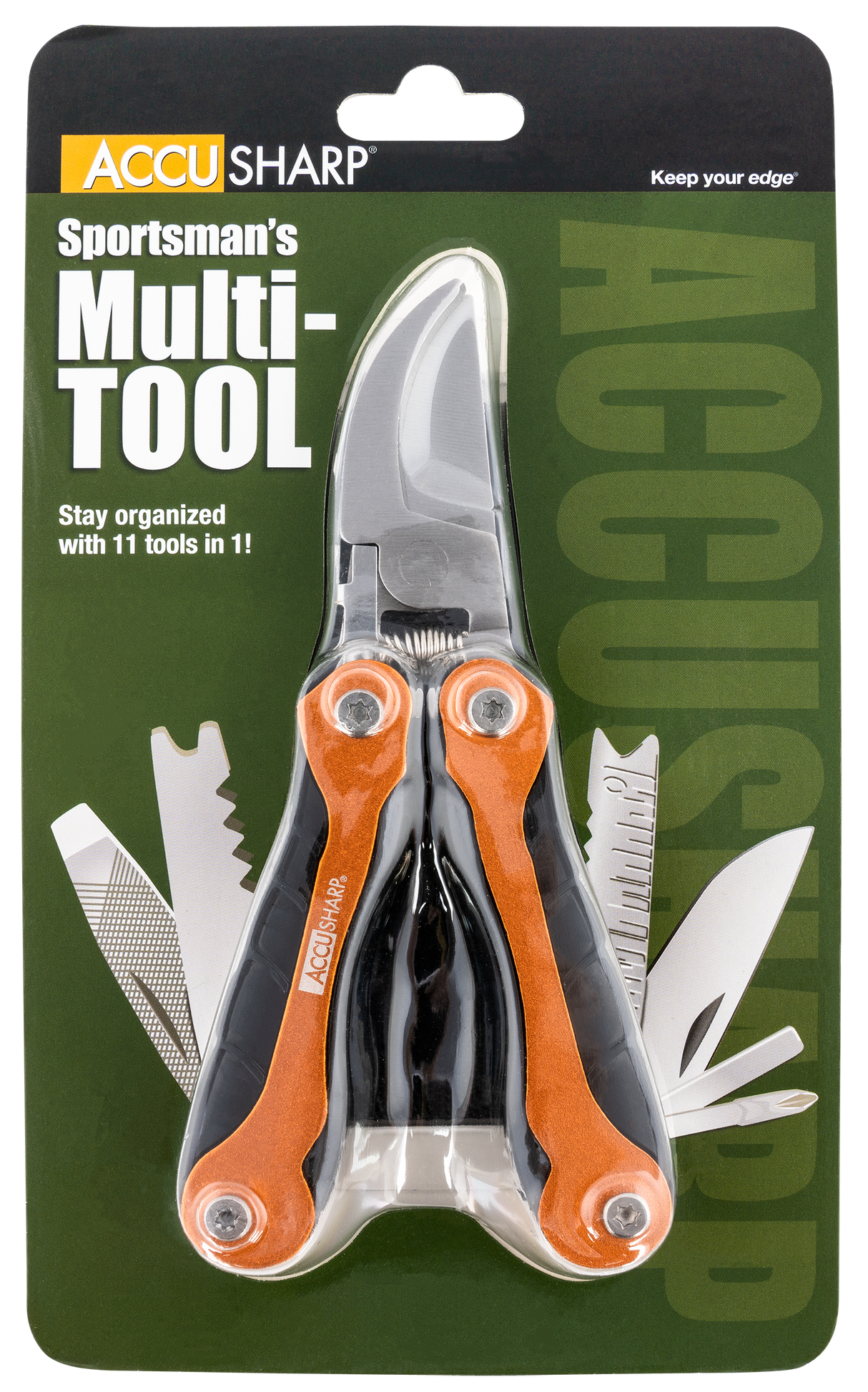 AccuSharp 085C Sportsman'sBlack/Orange Folding Plain Blade Includes Nylon Case with Belt Clip