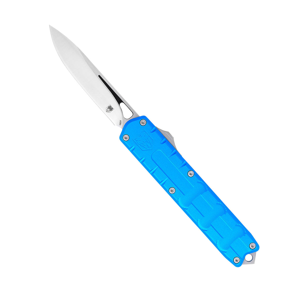 CobraTec Knives CTEBLUM390DNS Enforcer3.25" OTF Drop Point Plain M390 Steel Blade/Blue Aluminum Handle