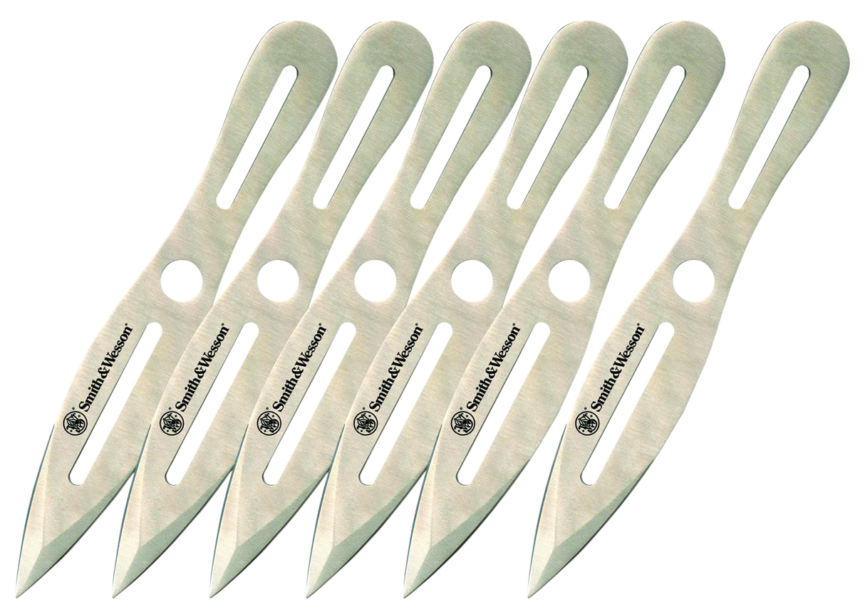 Smith & Wesson Knives SWTK8CP Throwing Knives4.50" Fixed Spear Point Plain 2Cr13MoV SS Blade 2Cr13 Stainless Handle Includes 6 Pack