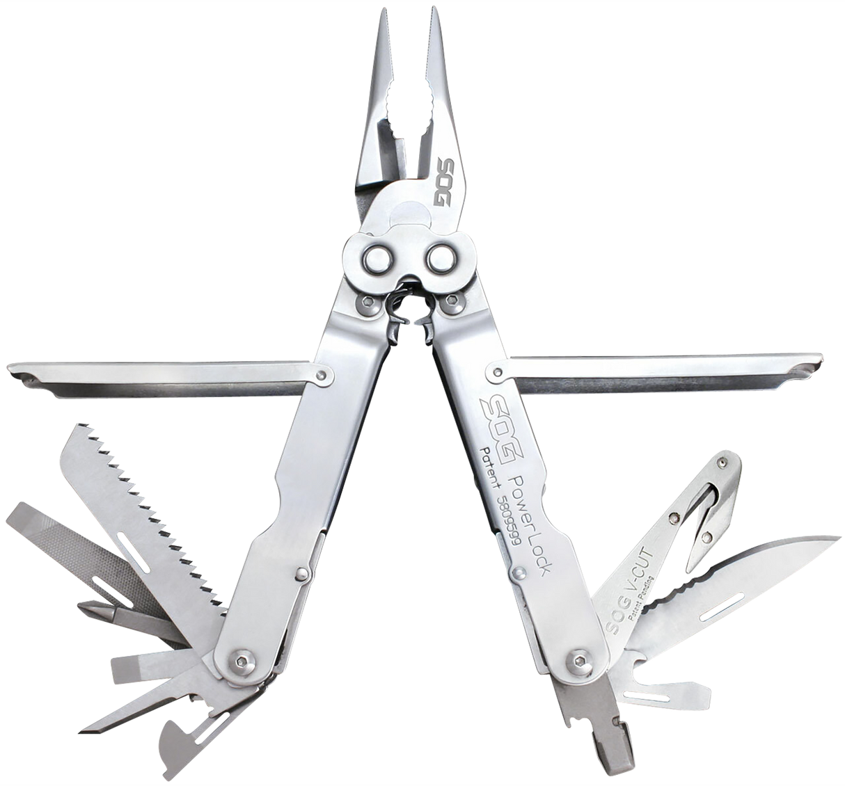 S.O.G SOGS62NCP PowerLock V-Cutter Polished 420 Stainless Steel 7" Long Includes Sheath