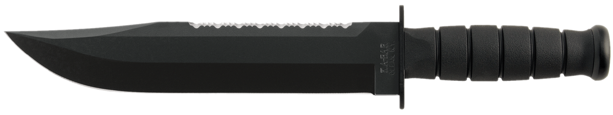 Ka-Bar 2211 Big Brother Kraton 9.38" Fixed Top Serrated/Bottom Straight Plain Black 1095 Cro-Van Blade Black Kraton G Handle