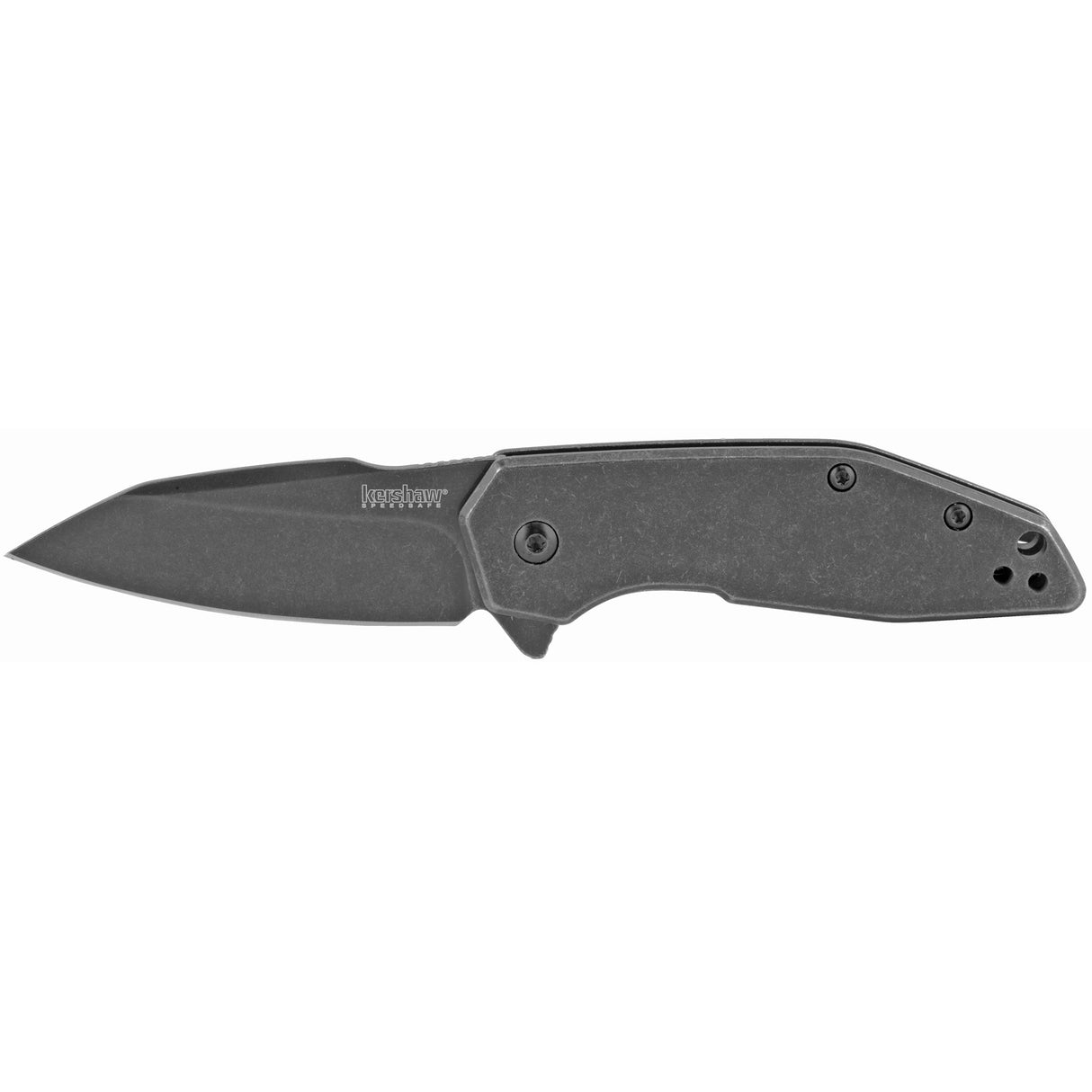 Kershaw Gravel, 2.5" Folding Knife/Assisted, Drop Point, Plain Edge, 8CR13MOV/BlackWash,2065 Stainless Steel Black-Oxide BlackWash Handle