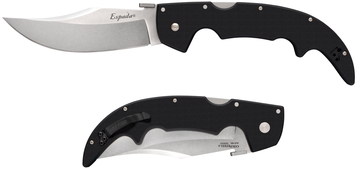 Cold Steel CS62MGD EspadaLarge 5.50" Folding Clip Point Plain S35VN SS Blade/6.75" Black w/Polished Bolsters G10 Handle Includes Belt Clip