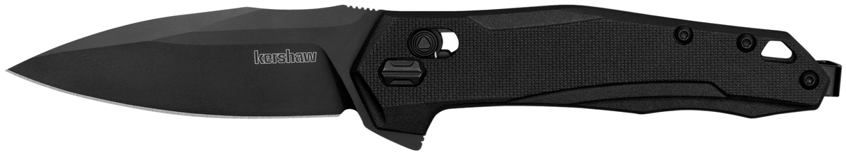 Kershaw 2041 MonitorMid-Size 3" Folding Spear Point Plain Black Oxide D2 Steel Blade/Black Textured Glass-Filled Nylon Handle Includes Pocket Clip