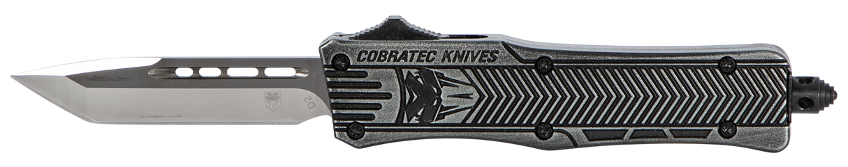 CobraTec Knives SSWCTK1STNS CTK-1Small 2.75" OTF Tanto Plain D2 Steel Blade/Black Stonewashed Aluminum Handle Features Glass Breaker Includes Pocket Clip