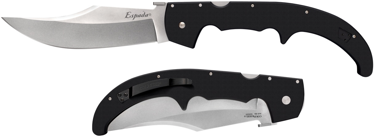 Cold Steel CS62MGC EspadaXL 7.50" Folding Clip Point Plain AUS-10A SS Blade/9.25" Black w/Polished Bolsters G10 Handle Includes Belt Clip