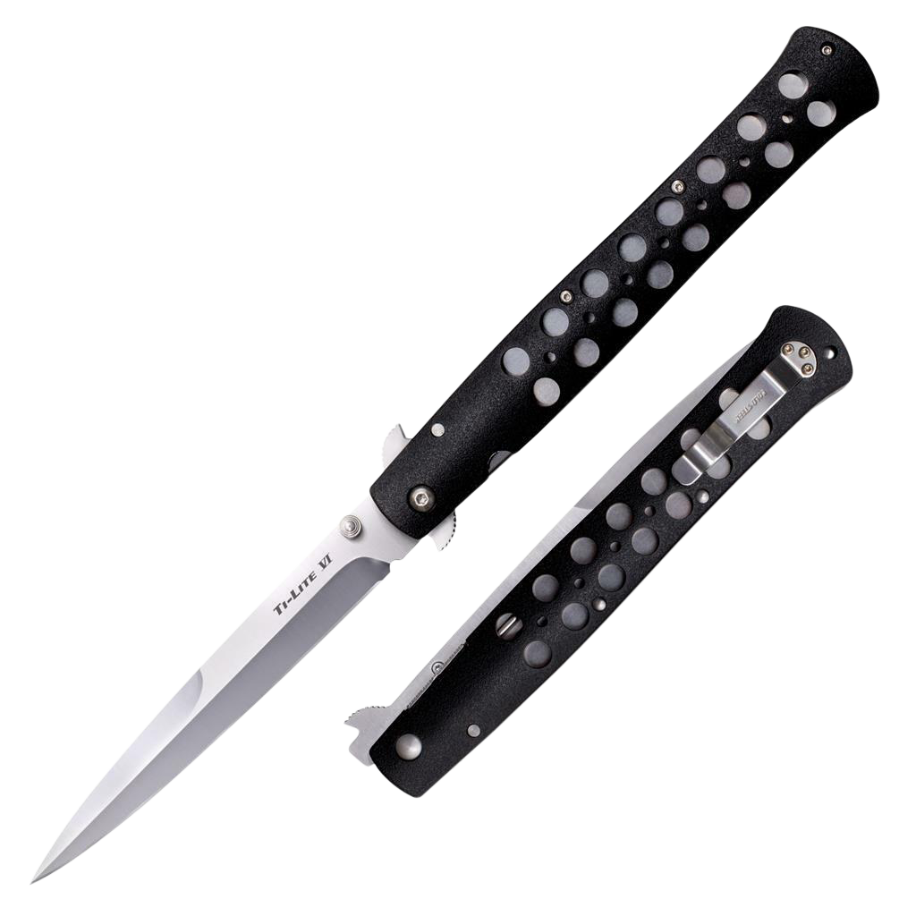Cold Steel CS26SXP Ti-Lite6" Folding Spear Point Plain AUS-8A SS Blade/Black Zy-Ex Handle Includes Pocket Clip