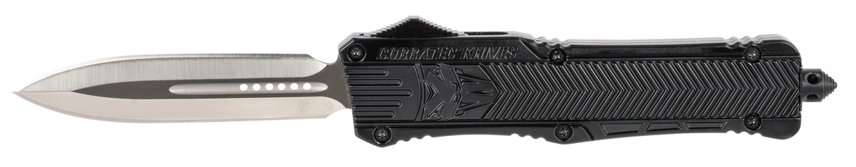 CobraTec Knives LBCTK1LDAGNS CTK-1Large 3.75" OTF Dagger Plain D2 Steel Blade/Black Aluminum Handle Features Glass Breaker Includes Pocket Clip