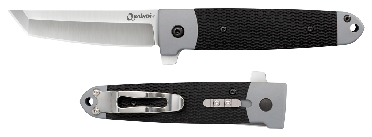 Cold Steel CS26T Oyabun3.50" Folding Plain 4034 Stainless Steel Blade/ Griv-Ex Black GRN w/TPR Inlay Handle