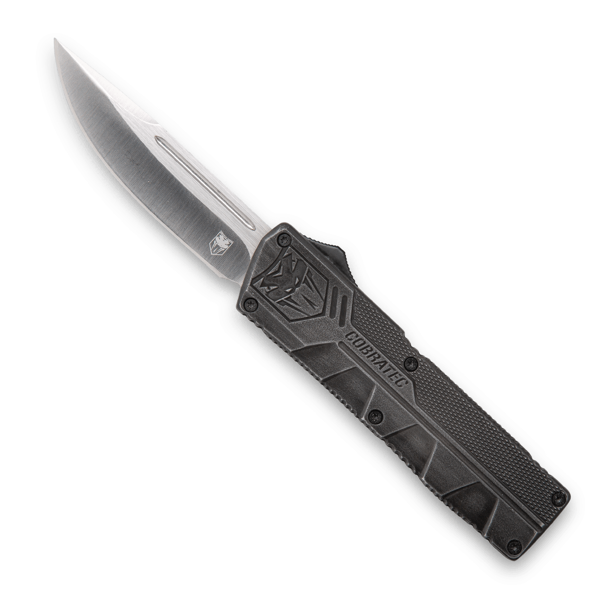 CobraTec Knives SWCTLWDNS Lightweight3.25" OTF Drop Point Plain D2 Steel Blade/Stonewashed Aluminum Handle Includes Pocket Clip