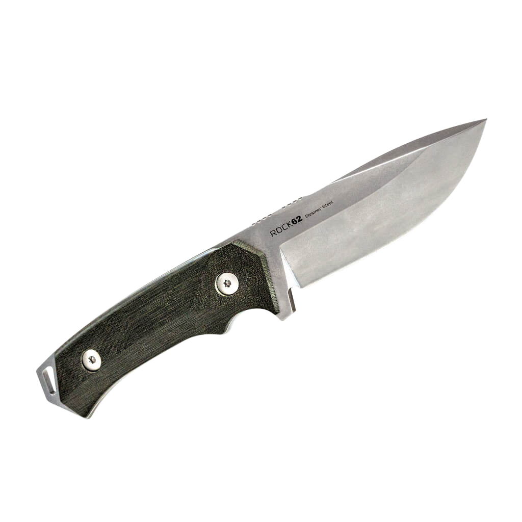 Woox BUKNF00108 Rock 624.25" Fixed Plain Black Mil-Spec Sleipner Steel Blade 4.75" Black Checkered Micarta Handle