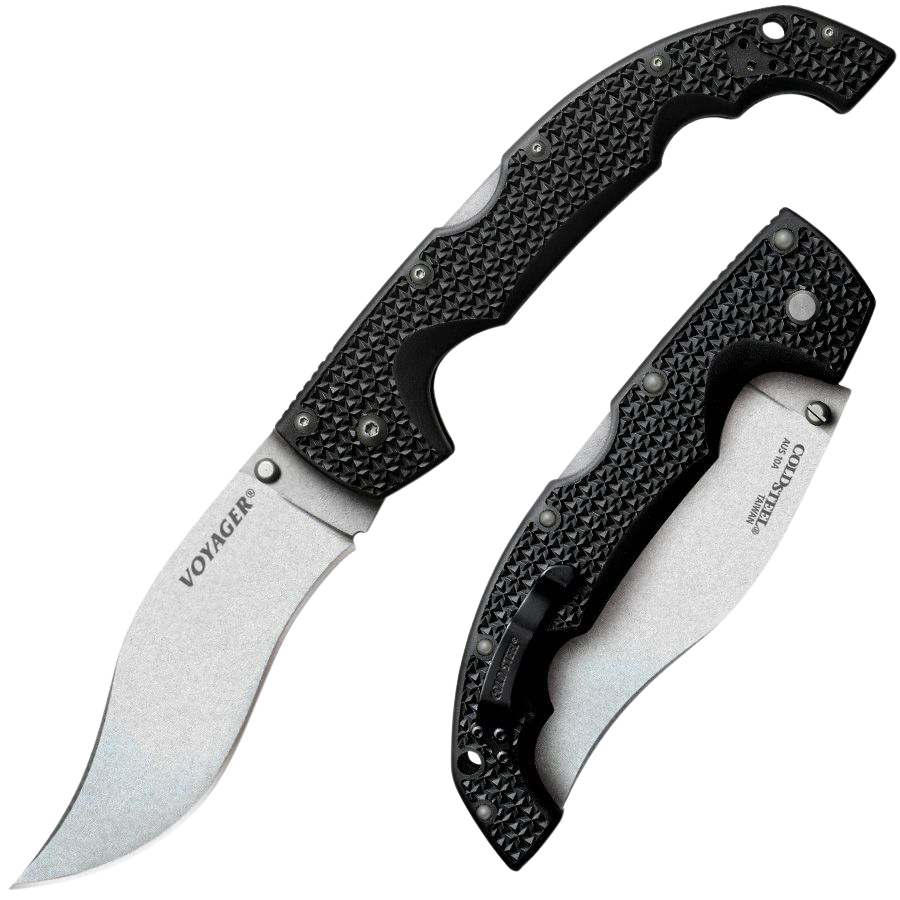 Cold Steel CS29AXV Voyager XL Vaquero 5.50" Folding Plain Japanese AUS-10A SS Blade/Black Griv-Ex w/Aluminum Liners Handle Includes Pocket Clip