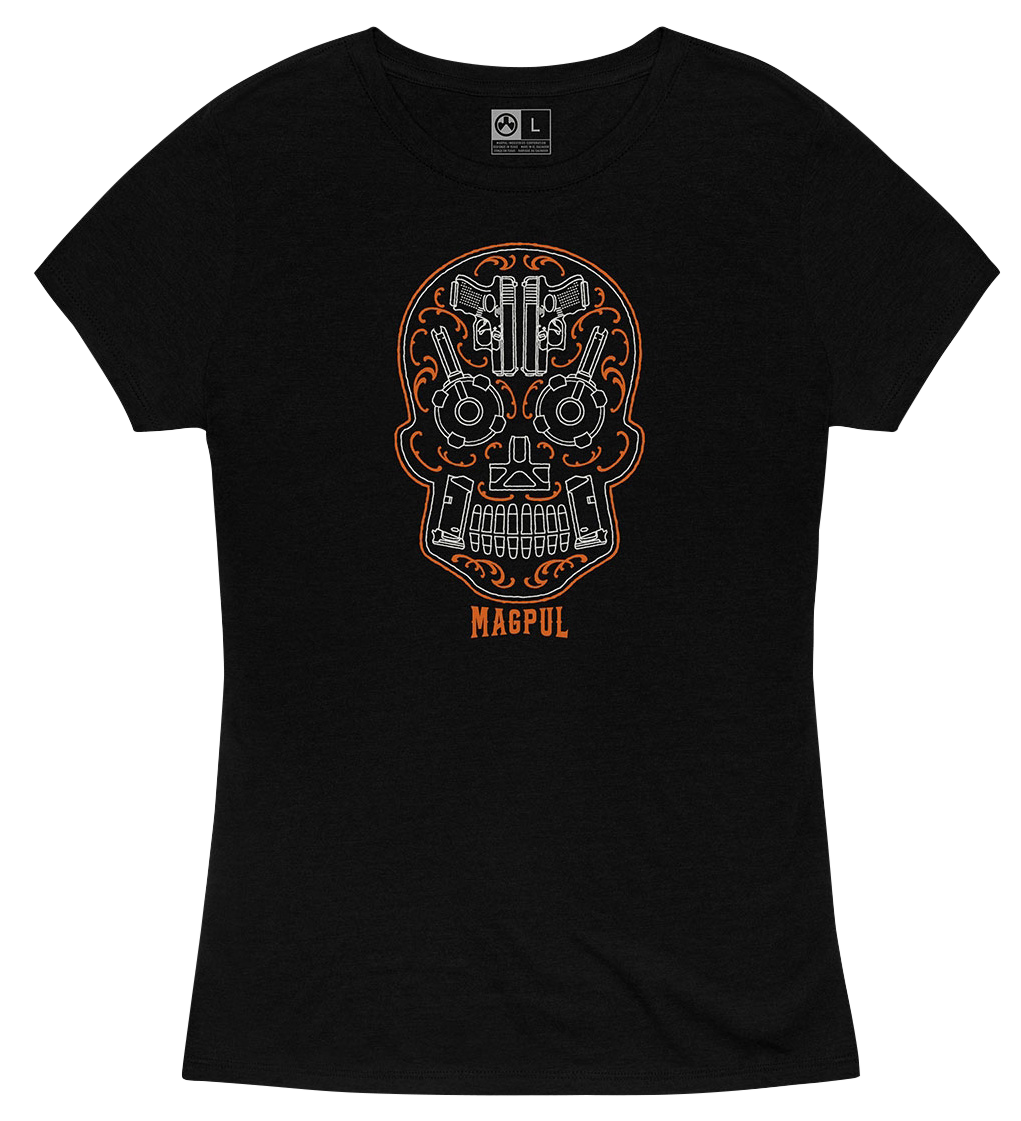 Magpul MAG1218001S Sugar Skull Women's Black Cotton/Polyester Short Sleeve Small