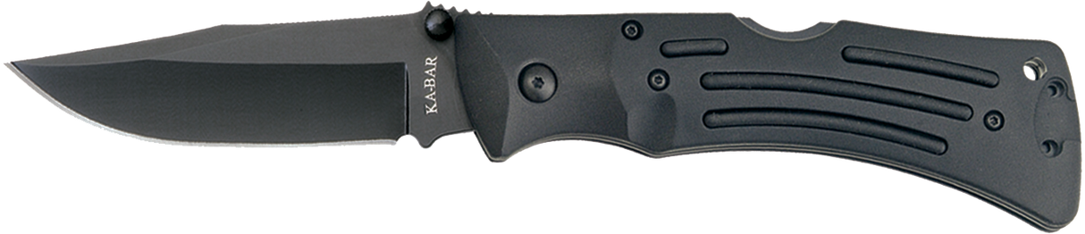 Ka-Bar 3050 Mule3.88" Folding Clip Point Plain AUS-8A SS Blade/Black Zytel Handle Includes Pocket Clip/Sheath