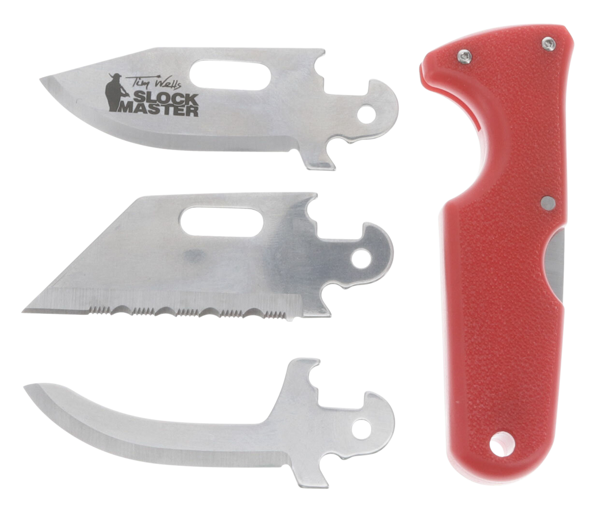 Cold Steel CS40ATZ Click-N-Cut Slock Master 2.50" Fixed Caping/Clip/Utility Plain/Serrated Satin 420J2 SS Blade Red Textured ABS Handle Includes Sheath