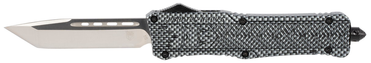 CobraTec Knives LCFCTK1LTNS CTK-1Large 3.75" OTF Tanto Plain D2 Steel Blade/Carbon Fiber Aluminum Handle Features Glass Breaker Includes Pocket Clip