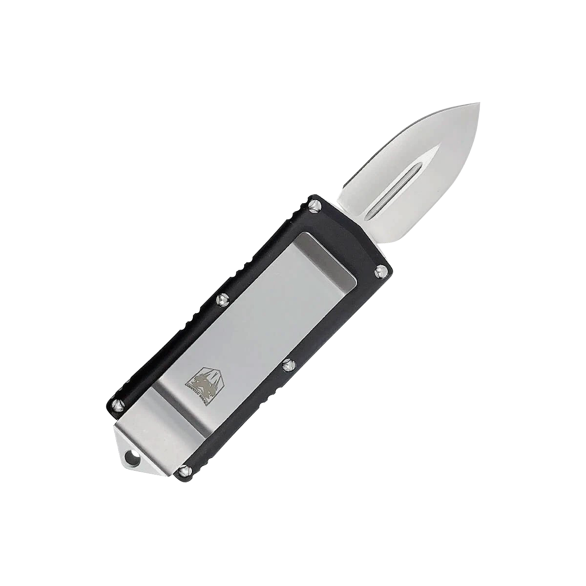 CobraTec Knives BLKOTFMC Money Clip1.75" OTF Plain D2 Steel Blade/Black Aluminum Handle Includes Pocket Clip
