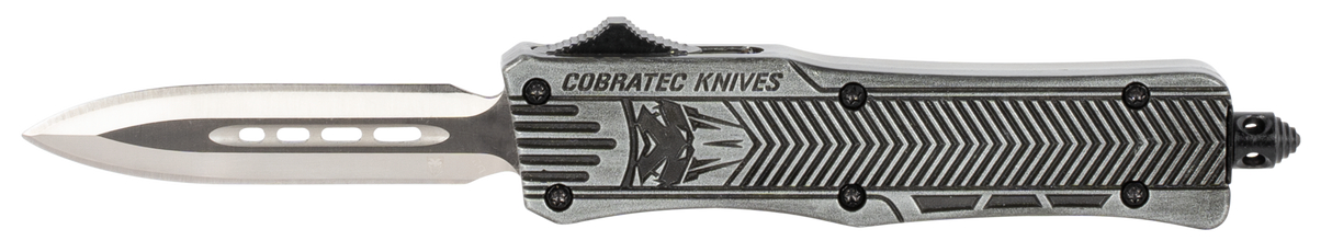CobraTec Knives SSWCTK1SDAGNS CTK-1Small 2.75" OTF Dagger Plain D2 Steel Blade/Stonewashed Aluminum Handle Features Glass Breaker Includes Pocket Clip