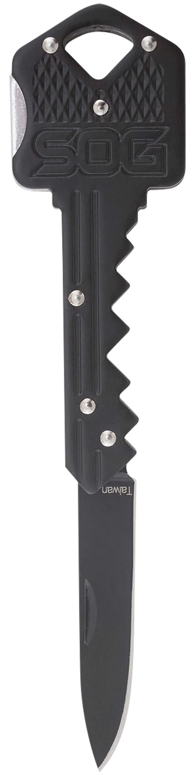 S.O.G SOGKEY101 Key1.50" Folding Plain Drop Point Black Hardcased 5Cr13MoV SS Blade/Black Stainless Steel Handle