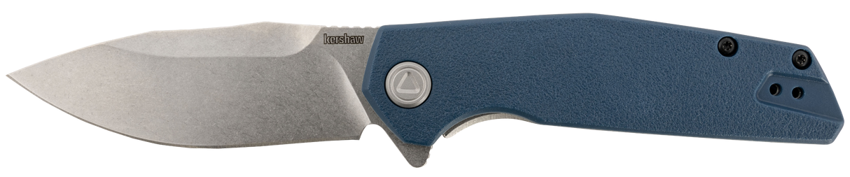 Kershaw 2036 Lucid3.20" Folding Clip Point Plain Stonewashed 8Cr13MoV SS Blade/Blue/Stonewashed Glass Filled Nylon/SS Handle Includes Pocket Clip