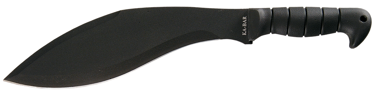 KA-BAR Kukri Machete 11.5" Carbon Steel Kukri Blade Black Kraton Handle Black with Nylon and Leather Sheath