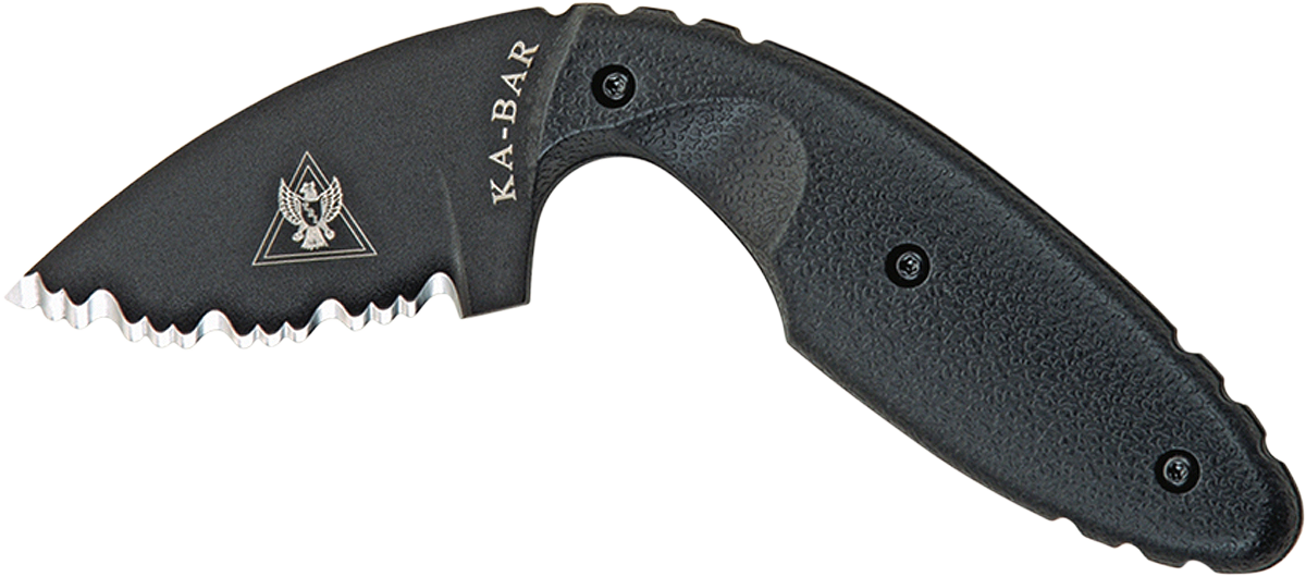 Ka-Bar 1481 TDI Law Enforcement 2.31" Fixed Drop Point Serrated Black AUS-8A SS Blade Black Zytel Handle Includes Belt Clip