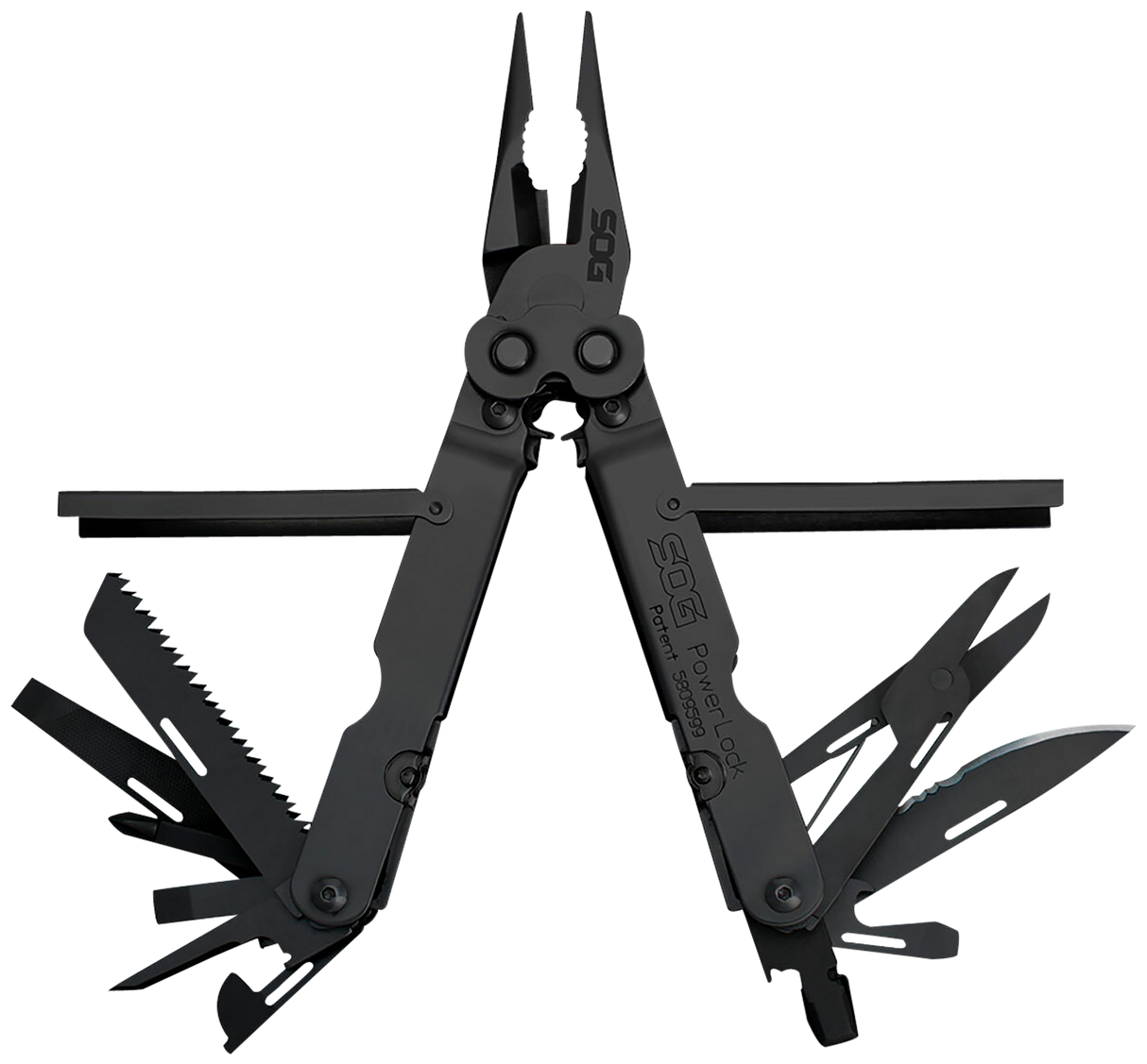 S.O.G SOGB61NCP PowerlockBlack Oxide 420 Stainless Steel 7" Long Features 18 Tools w/Sheath