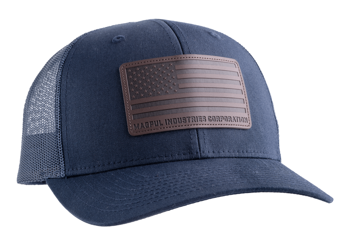 Magpul MAG1212-410 Standard Trucker Hat Navy Adjustable Snapback OSFA Structured Leather Patch