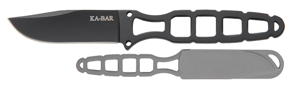 Ka-Bar 1118BP Skeleton2.50" Fixed Clip Point Plain Black 5Cr15MoV SS Blade/Black Skeletonized 5Cr15MoV SS Handle Includes Sheath