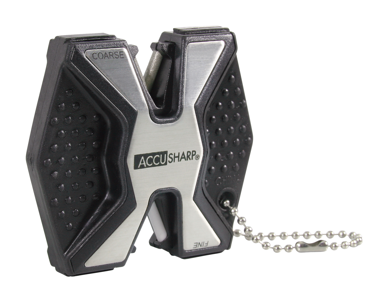 AccuSharp 017C Diamond Pro 2-Step Sharpener Hand Held Fine/Coarse Diamond, Ceramic Sharpener Black/White Aluminum