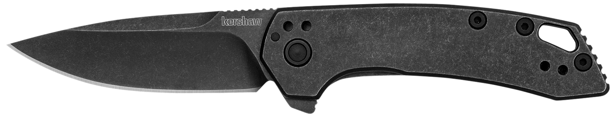 KershawRadar2.90" Folding Drop Point Plain Black Oxide Blackwash 8Cr13MoV SS Blade & Stainless Steel Handle Includes Pocket Clip
