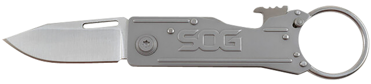 S.O.G SOGKT1001CP KeyTron1.80" Folding Plain Clip Point Grey 5Cr13MoV SS Blade/ Grey Stainless Steel Handle