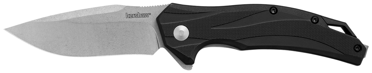 Kershaw 1645 LateralFull Size Folding Drop Point w/Recurve Plain Stonewashed 8Cr13MoV SS Blade/Gray Textured Glass-Filled Nylon Handle Includes Pocket Clip