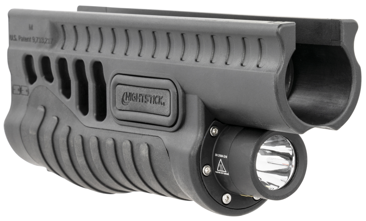 Nightstick SFL11GL SFL Forend Light/Laser Black Nylon w/Over-Molded Grip Mossberg 500/590/590A1/Shockwave 1200 Lumens White LED Bulb/ Green Laser 203 Meters Beam