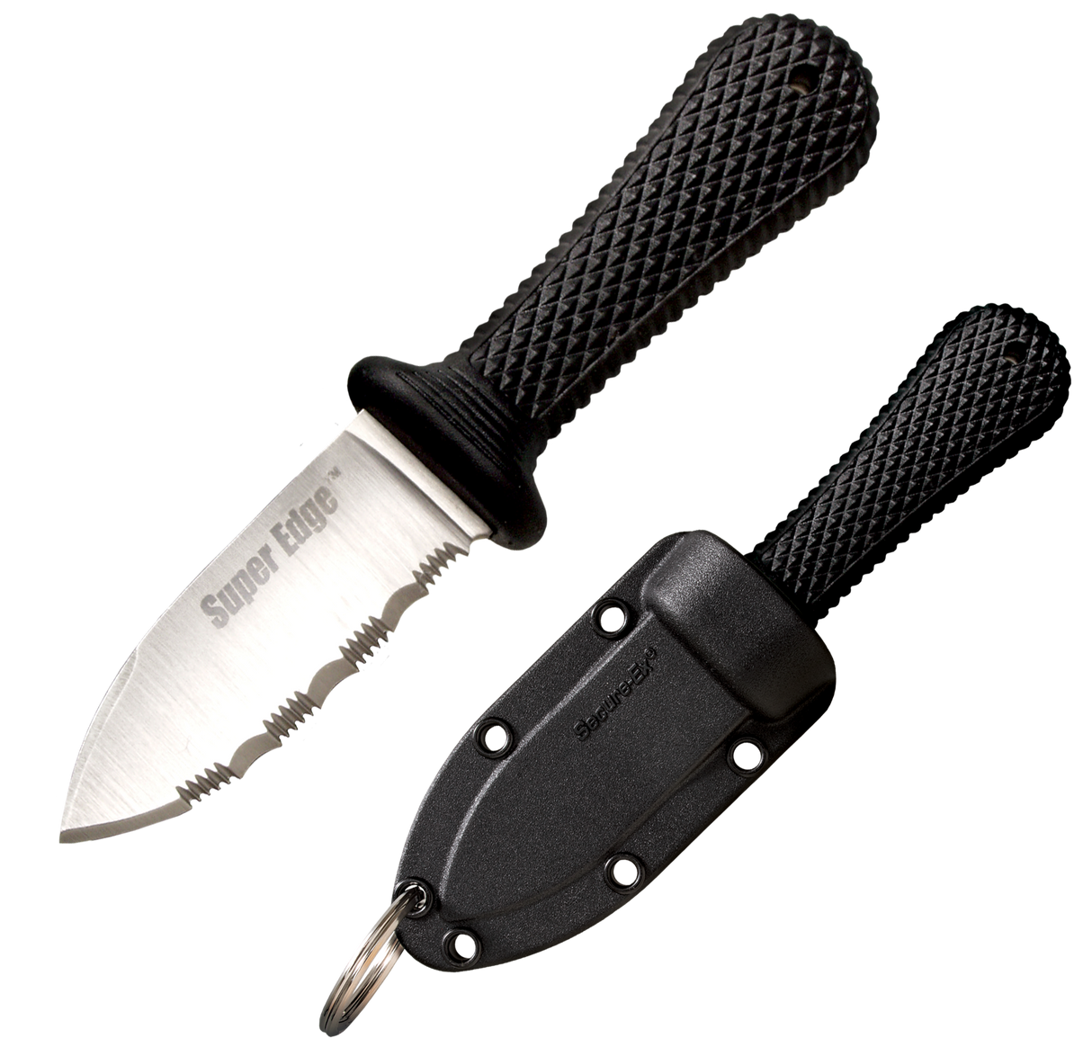 Cold Steel 42SS Super Edge2" Fixed Part Serrated Japanese AUS-8A SS Blade/ Black Kray-Ex Handle Includes Sheath