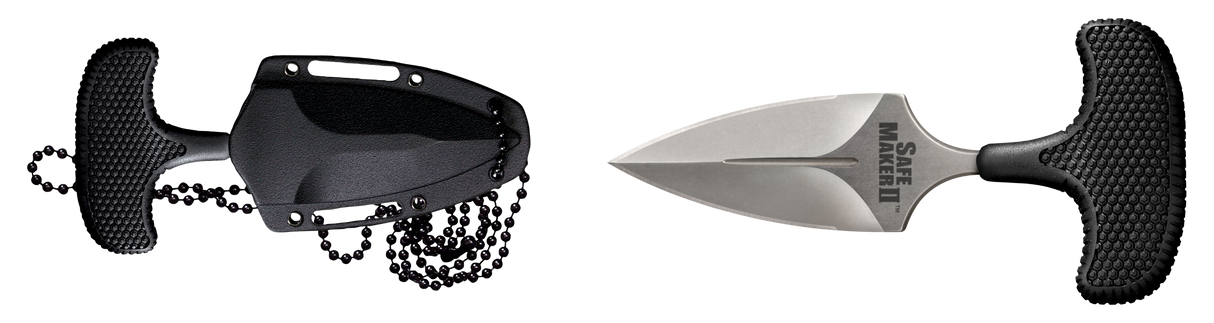 Cold Steel CS12DCST Safe Maker II 3.25" Fixed Spear Point Plain Stone Washed AUS-8A SS Blade/ Black Textured Kray-Ex Handle Includes Sheath