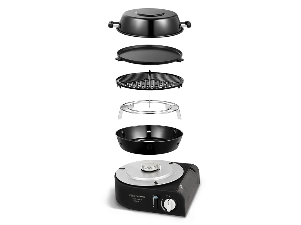Safari Chef 30 Compact- Portable 6 Piece- Gas Barbeque- Camp Cooker