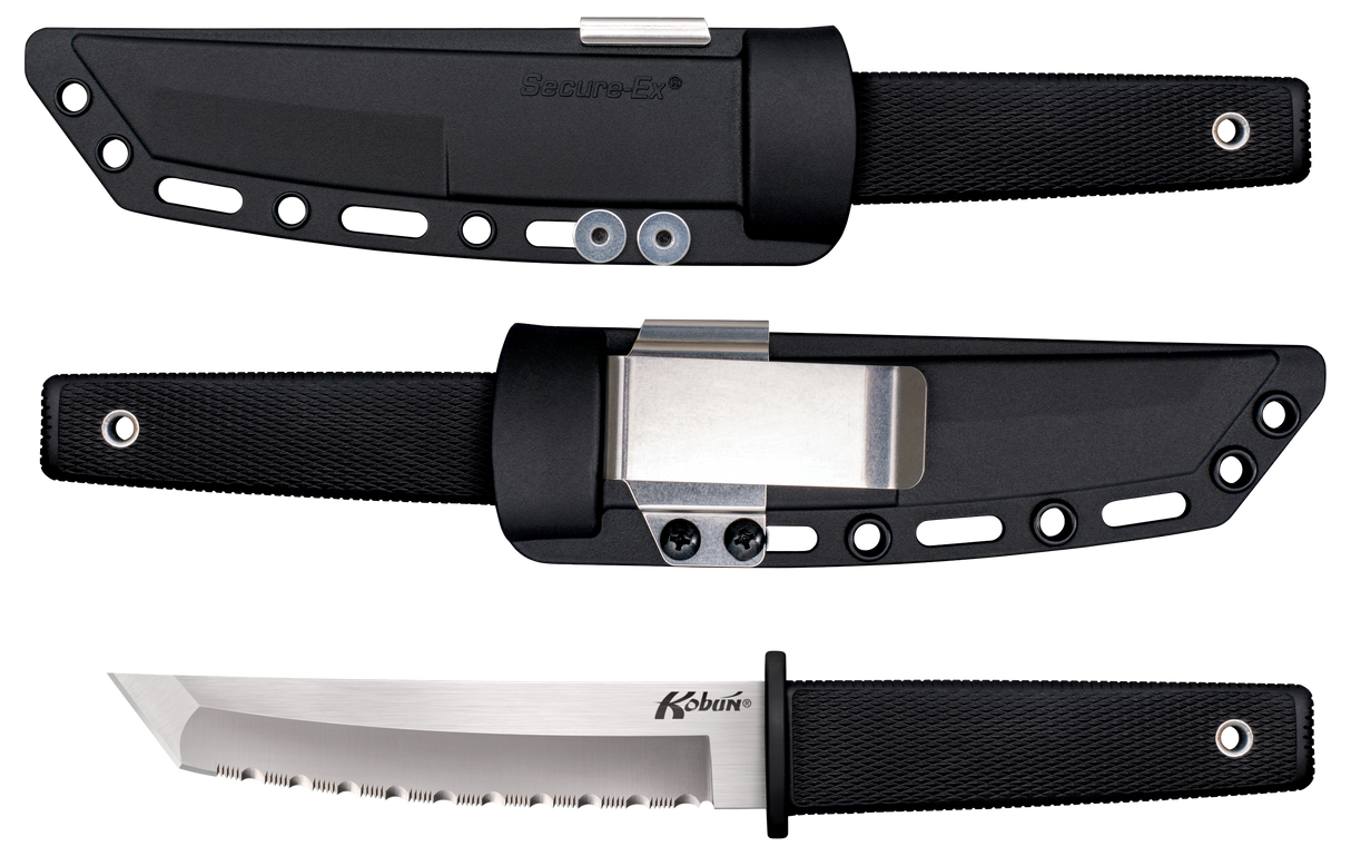 Cold Steel CS17TS Kobun5.50" Fixed Tanto Serrated AUS-8A SS Blade/Black Checkered Kray-Ex Handle Includes Sheath