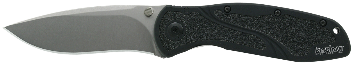 Kershaw 1670S30V Blur3.40" Folding Drop Point w/Recurve Plain Stonewashed Powder Coated CPM S30V SS Blade Black Anodized Aluminum Handle Includes Pocket Clip