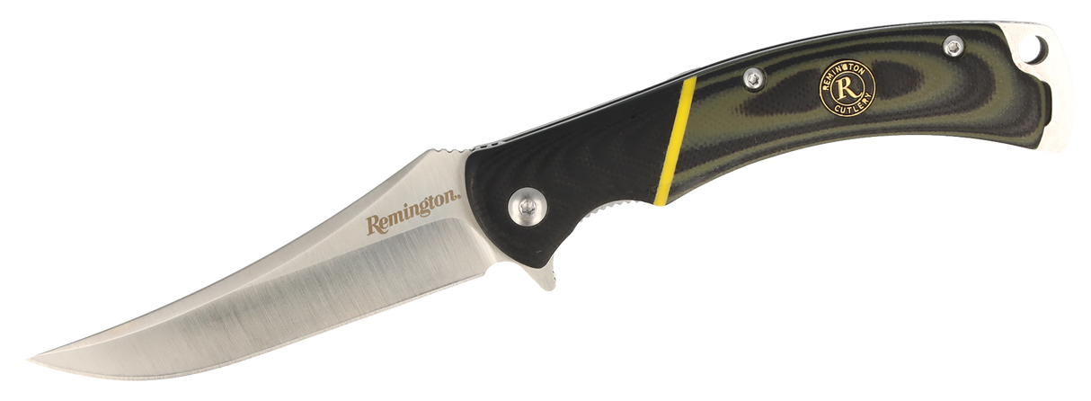 Remington Accessories 15632 Hunter D2 Trailing Point Folding Plain Stainless Steel Blade Multi-Color G10 Handle Includes Sheath