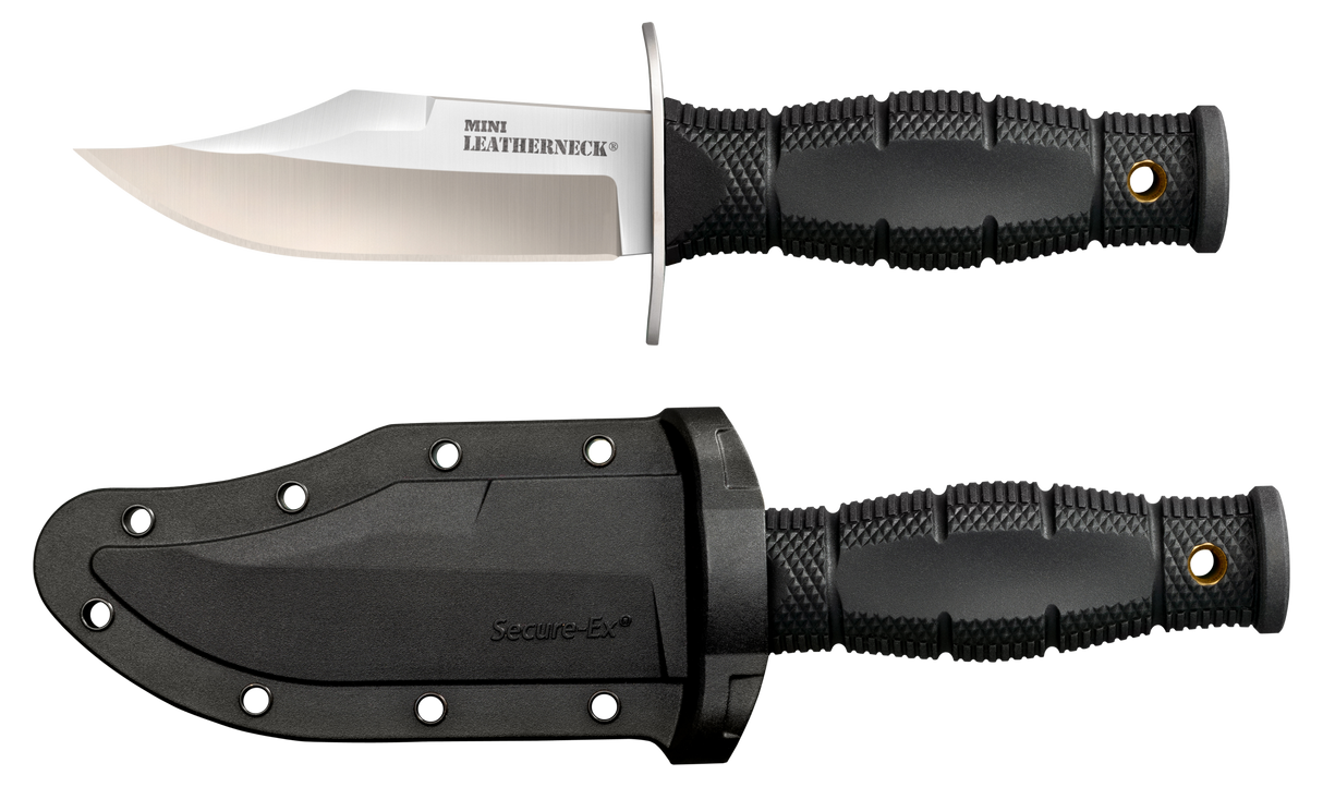 Cold Steel CS39LSAB LeatherneckMini 3.50" Fixed Clip Point Plain 8Cr13MoV SS Blade/3.25" Black Contoured Kray-Ex Handle Includes Sheath