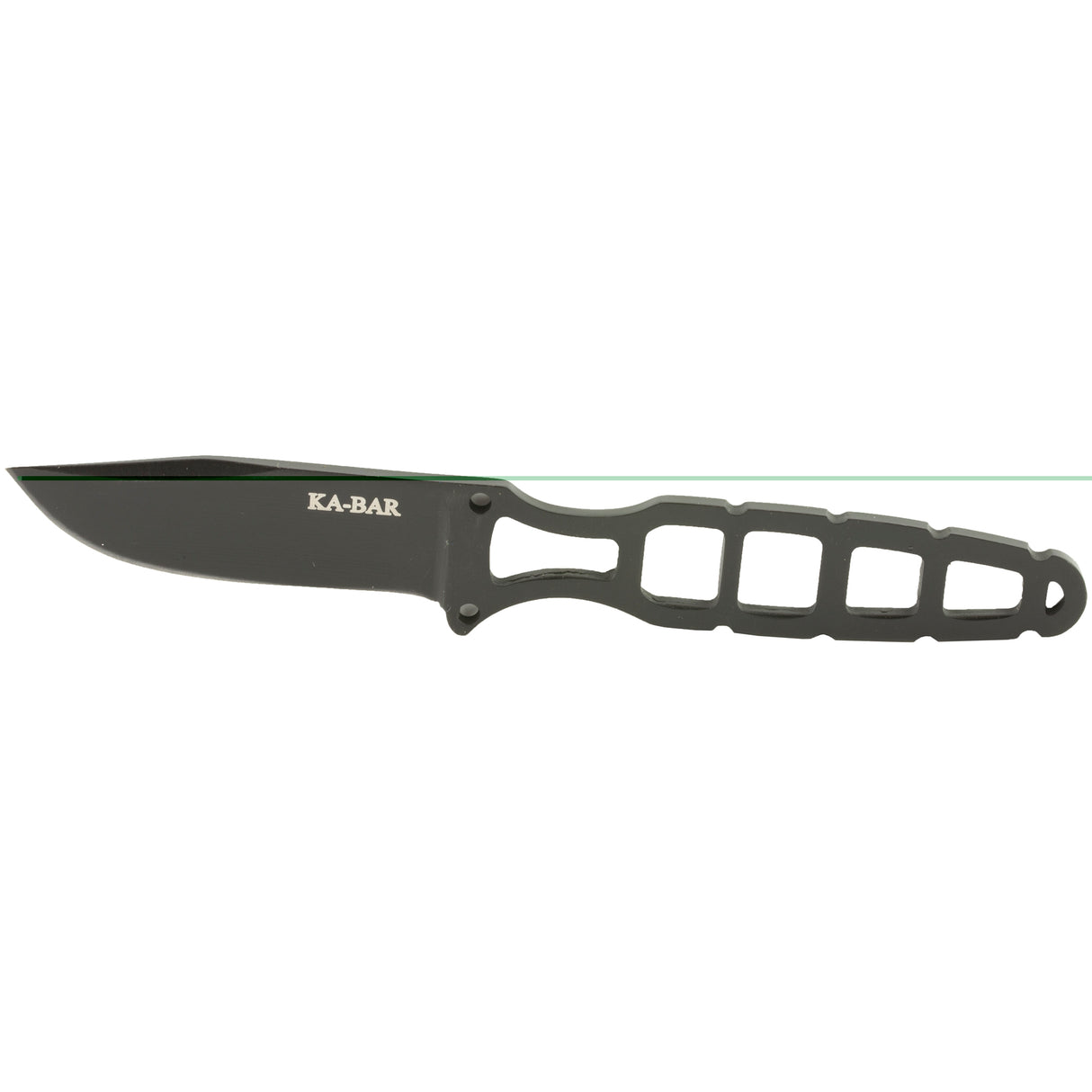 Ka-Bar 1118BP Skeleton2.50" Fixed Clip Point Plain Black 5Cr15MoV SS Blade/Black Skeletonized 5Cr15MoV SS Handle Includes Sheath