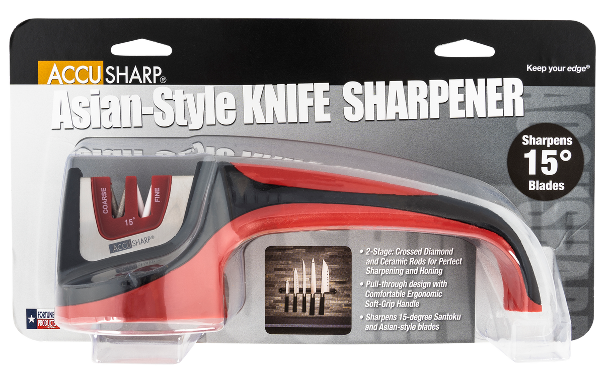 AccuSharp 052C Asian-Style Sharpener Fine Diamond, Ceramic Sharpener Red
