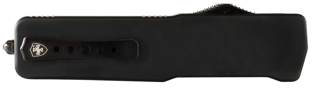 Templar Knife MZBR121 Premium Weighted Slim 3.16" OTF Dagger Plain Black Oxide Stonewashed Powdered D2 Steel Blade/4.93" Black Rubber/Aluminum Zinc Alloy Handle