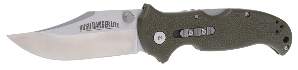Cold Steel CS21AZ Bush Ranger Lite 3.50" Fixed Plain Clip Point Satin 8Cr13MoV SS Blade/OD Green GFN Handle