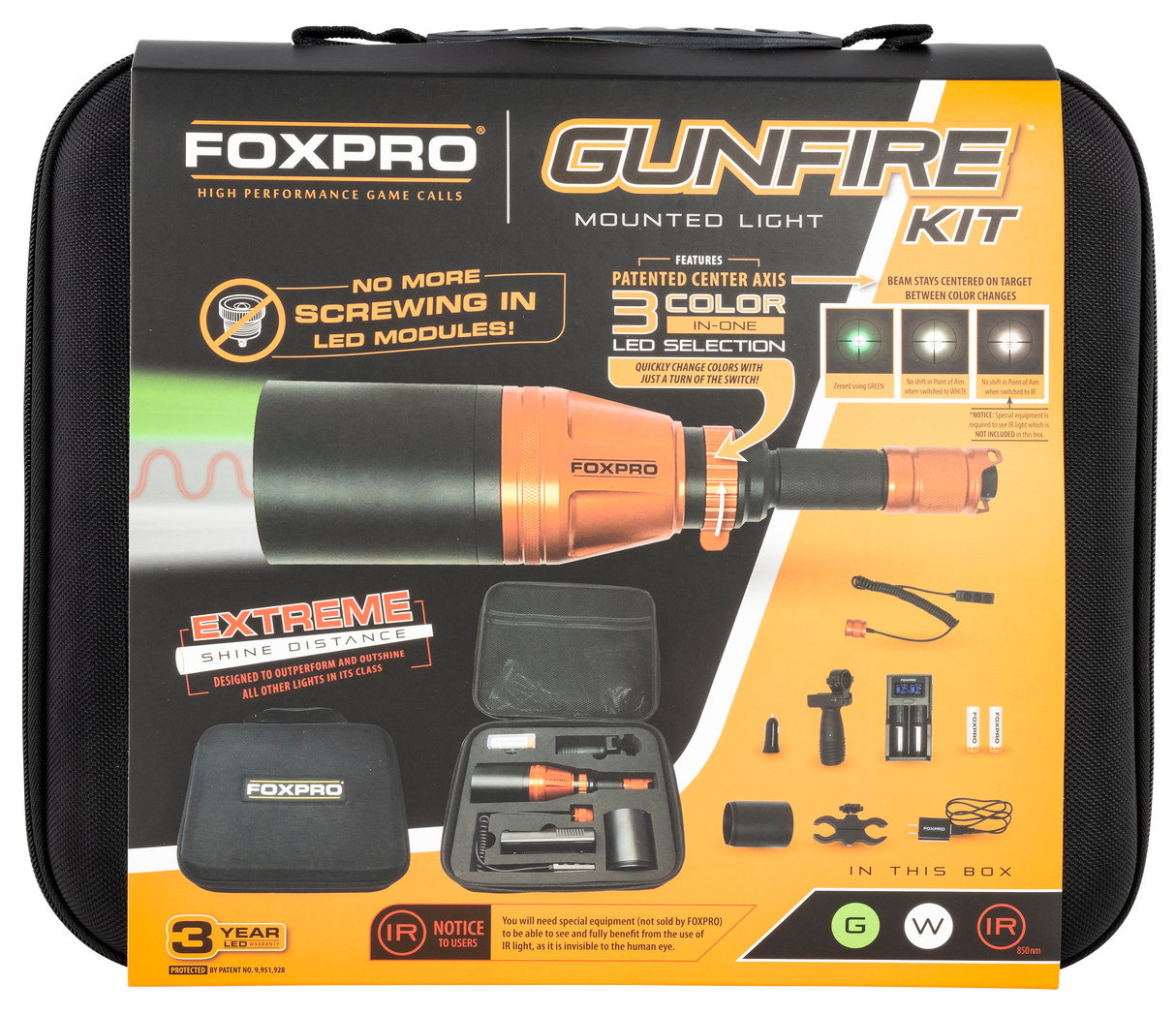 Foxpro GUNFIREKITGWIR Gun Fire Kit Orange/Black Metal White/Green/IR Filter