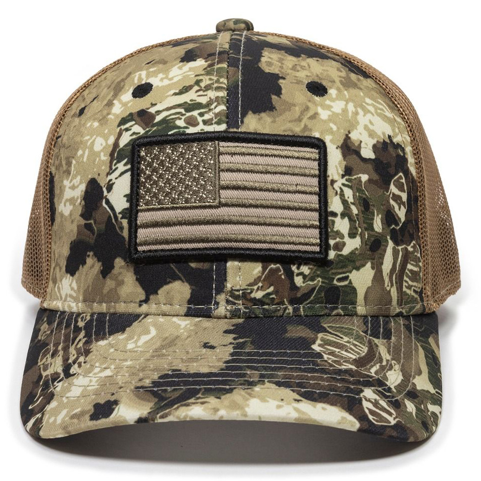 Outdoor Cap USA170 USA FlagVeil Whitetail/Brown Adjustable Snapback OSFA Structured