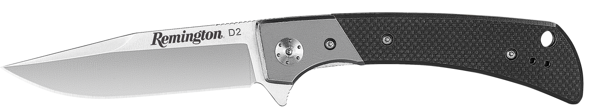 Remington Accessories 15668 EDCFolding Drop Point Satin D2 Steel Blade Black G10 Handle Includes Pocket Clip